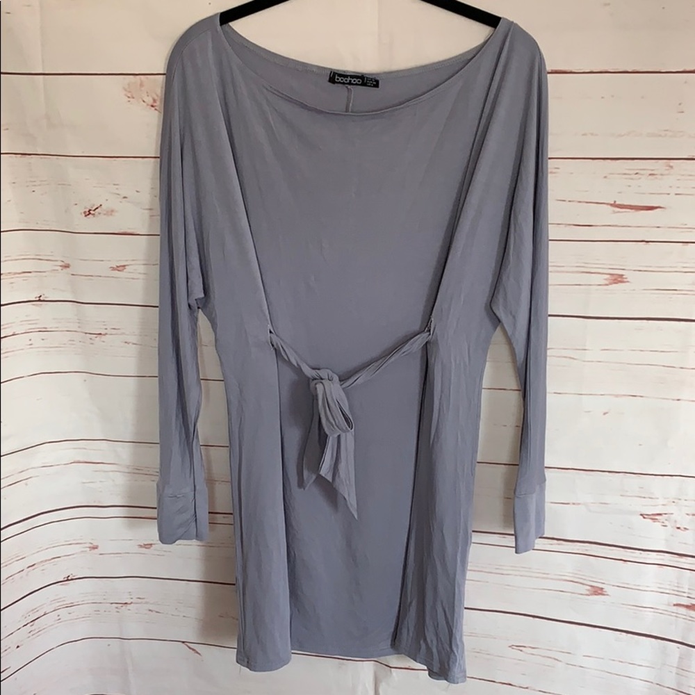 Grey Waist Tie Dress